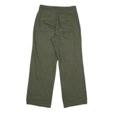 Womens Cotton Green Regular Fit Straight Leg Trousers W29 L29 Casual Zip