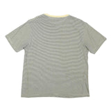 TOMMY HILFIGER Mens White & Grey Striped T-Shirt L Short Sleeve Crew Neck Casual