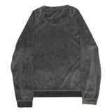 OVS Womens Black Velvet Patterned Jumper Round Neck Basic Knit Size S Heart