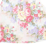 Womens White Floral Sleeveless Round Neck Cotton Blend Top M Summer Casual