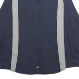 DICKIES Womens Navy & Grey Workwear Shirt M Button Work Style Retro