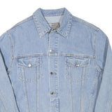 HENSON AND HENSON Mens Blue Denim Jacket L Cotton Blend Classic Button Fastening