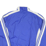 ADIDAS Mens Blue White Track Jacket L Nylon Plain Zip Casual Sportswear