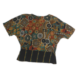 LAURA KEIFFER Womens Multicoloured Printed Short Sleeve Round Neck Top M Summer