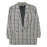 MISS SMITH Womens Grey Check Blazer Jacket L Polyester Blend Button Closure
