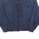 LIBERTY Mens Blue Silk Button Jacket L Plain Classic Stylish Lightweight