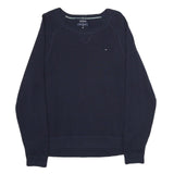TOMMY HILFIGER Mens Navy Plain Cotton Crew Neck Basic Knit Jumper M Casual