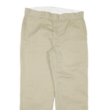 DICKIES Mens Regular Fit Beige Cotton Blend Trousers W34 L28 Classic Zip Closure