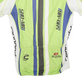 SUGOI Mens Green & Blue Cannondale Graphic T-Shirt L Short Sleeve Zip Neck