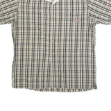 DICKIES Mens Beige & Black Checked Short Sleeve Shirt L Cotton Blend Casual