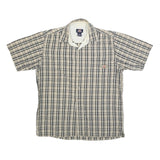 DICKIES Mens Beige & Black Checked Short Sleeve Shirt L Cotton Blend Casual