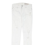 ALL SAINTS Womens White Regular Skinny Denim Jeans W27 L29 Distressed Zip