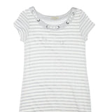 BURBERRY Girls Grey & White Stripe Day Jersey Dress M Cotton Blend Short Sleeve