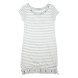 BURBERRY Girls Grey & White Stripe Day Jersey Dress M Cotton Blend Short Sleeve
