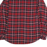 L.O.G.G Womens Red & Navy Check Blouse Long Sleeve Button Neck L Cotton Blend
