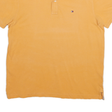 TOMMY HILFIGER Mens Yellow Polo Shirt L Cotton Short Sleeve Basic Logo