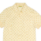 LES OLIVADES Womens Cream & Yellow Printed Shirt Short Sleeve Collared L