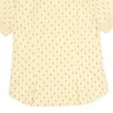 LES OLIVADES Womens Cream & Yellow Printed Shirt Short Sleeve Collared L