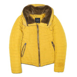 ZARA BASIC Womens Yellow Polyester Blend Puffer Jacket XS Quilted Zip Up