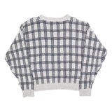 AMERICAN SPIRIT Womens Grey & Navy Patterned Cotton Blend Jumper Crew Neck L