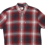LEVI'S Mens Red & Blue Check Shirt L Cotton Blend Button Collar Summer Style