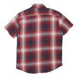 LEVI'S Mens Red & Blue Check Shirt L Cotton Blend Button Collar Summer Style