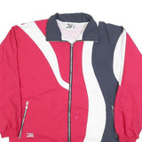 MARKA SPORT Mens Red & Navy Zip Jacket L Polyester Blend Wave Pattern Sportswear