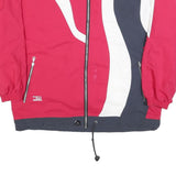 MARKA SPORT Mens Red & Navy Zip Jacket L Polyester Blend Wave Pattern Sportswear