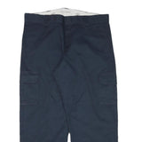 DICKIES Mens Relaxed Navy Cotton Blend Trousers W39 L29 Cargo Workwear Zip