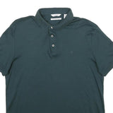 CALVIN KLEIN Mens Green Short Sleeve Plain M Cotton Polo Shirt Classic Fit