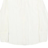 TOMMY HILFIGER Womens White Silk Blend Ruffle Shirt Long Sleeve Collared S