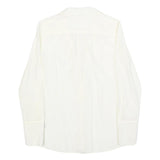 TOMMY HILFIGER Womens White Silk Blend Ruffle Shirt Long Sleeve Collared S