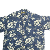 DREAMLAND Mens Blue & Cream Floral Cotton Shirt L Summer Casual Hawaiian
