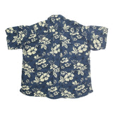 DREAMLAND Mens Blue & Cream Floral Cotton Shirt L Summer Casual Hawaiian