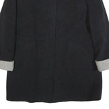 CHRISTIAN Womens Black & Grey Wool Blend Button Jacket XL Wool Blend Classic