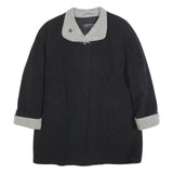 CHRISTIAN Womens Black & Grey Wool Blend Button Jacket XL Wool Blend Classic