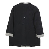 CHRISTIAN Womens Black & Grey Wool Blend Button Jacket XL Wool Blend Classic