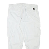 ZARA Mens Cotton Blend White Relaxed Cargo Trousers W37 L28 Casual Utility Zip