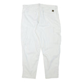 ZARA Mens Cotton Blend White Relaxed Cargo Trousers W37 L28 Casual Utility Zip