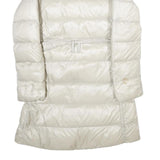 BURBERRY Womens Cream Down Quilted Jacket S Belted Zip Closure Classic