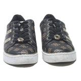 GUESS Logo Print Womens Lace Up Trainers Black & Gold Leather UK 5 Stylish