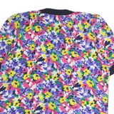 ACKERMAN Womens Multicolour Floral Printed Button Top Short Sleeve Round Neck L