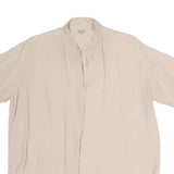 ROCHESTER Womens Beige Cotton Blend Basic Shirt Short Sleeve Band Collar XL