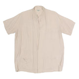 ROCHESTER Womens Beige Cotton Blend Basic Shirt Short Sleeve Band Collar XL