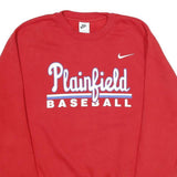 NIKE Mens Red Plainfield Baseball Crew Neck L Sweatshirt Cotton Blend