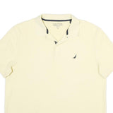 NAUTICA Mens Cream Short Sleeve Plain Polo Shirt XL Classic Fit Cotton