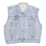 RIGOLLETTO Womens Blue Sleeveless Cotton Denim Jacket M Button Front Casual