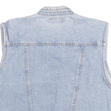RIGOLLETTO Womens Blue Sleeveless Cotton Denim Jacket M Button Front Casual
