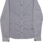 GUESS Mens Blue & White Patterned Shirt XS Cotton Blend Long Sleeve Button