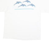HANES Single Stitch Mens White Dolphin Graphic T-Shirt XL Short Sleeve Crew Neck